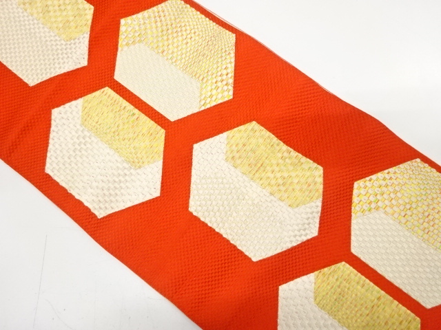 JAPANESE NAGOYA OBI / WOVEN ABSTRACT KIKKO PATTERN